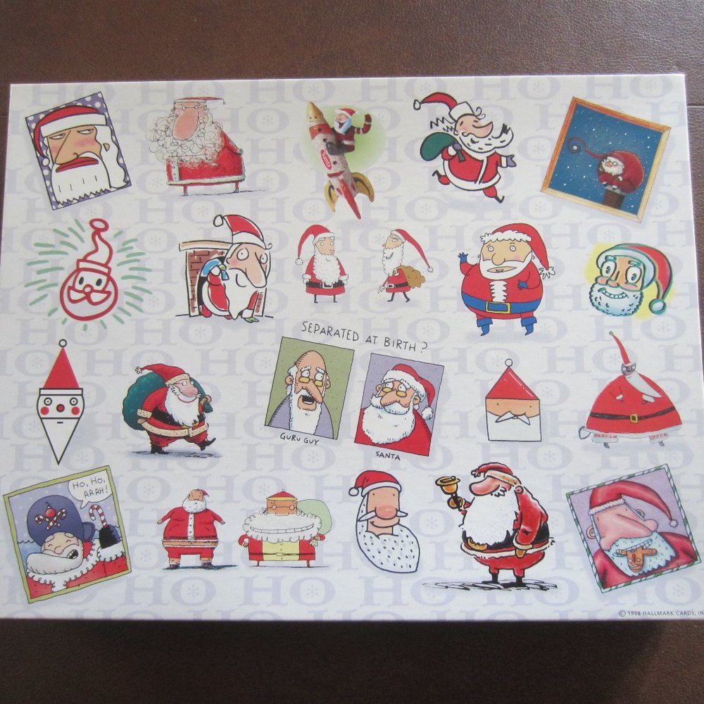 Springbok Shoebox Vintage 500 piece Puzzle Whimsical Santa Clauses 18x23-1/2"